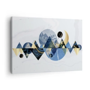 Obraz na płótnie - Abstrakcyjne geometryczne wzory z motywem gór - 70x50cm - Pejzaż geometryczny - Nowoczesna dekoracja ścienna do salonu i sypialni ARTTOR