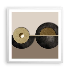 Plakat w białej ramie - Wariacje wokół koła - 60x60 cm