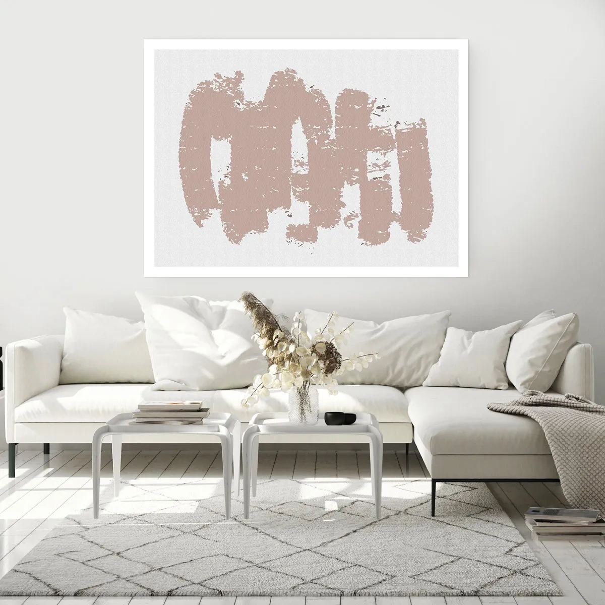 Plakat - Łagodne różowe kształty na jasnym tle - 100x70cm - Abstrakcja w łagodnym różu - Nowoczesna dekoracja ścienna do salonu i sypialni ARTTOR