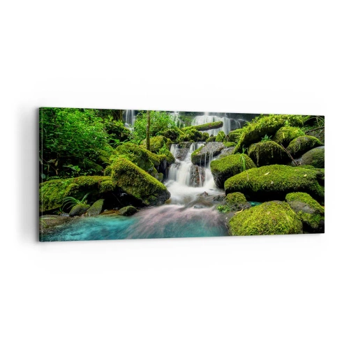 Obraz na płótnie - Turkus, szafiry i płynne srebro - 100x40 cm