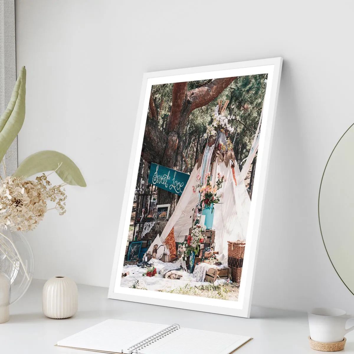 Plakat w białej ramie - Make love… - 30x40 cm