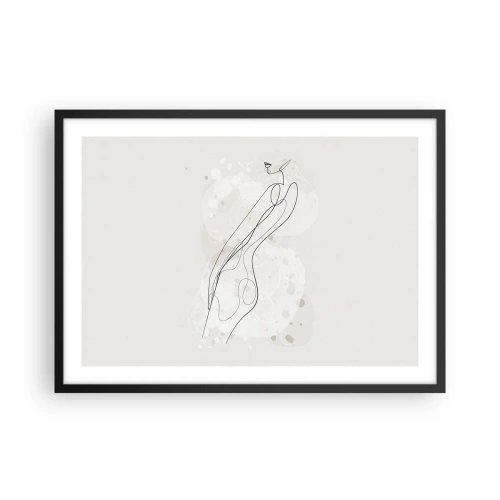 Plakat w czarnej ramie - Subtelny szkic sylwetki w minimalistycznym stylu - 70x50cm - Pobłądzić spojrzeniem - Nowoczesna dekoracja ścienna do salonu i sypialni ARTTOR