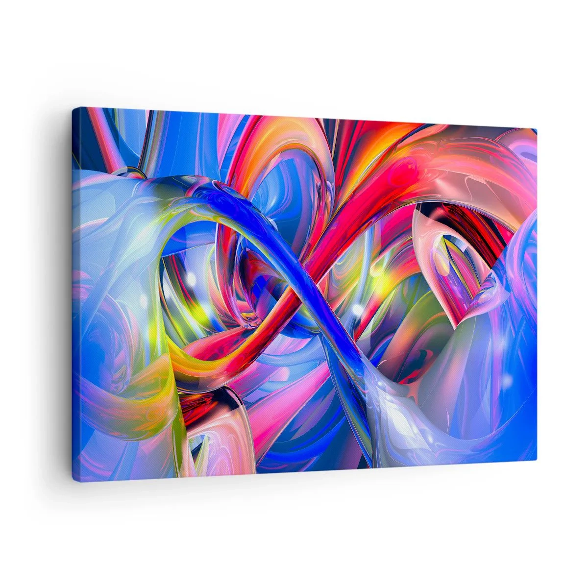 Obraz na płótnie - Abstrakcyjne, kolorowe kompozycje geometryczne w dynamicznych kształtach - 70x50cm - Taniec barw - Nowoczesna dekoracja ścienna do salonu i sypialni ARTTOR