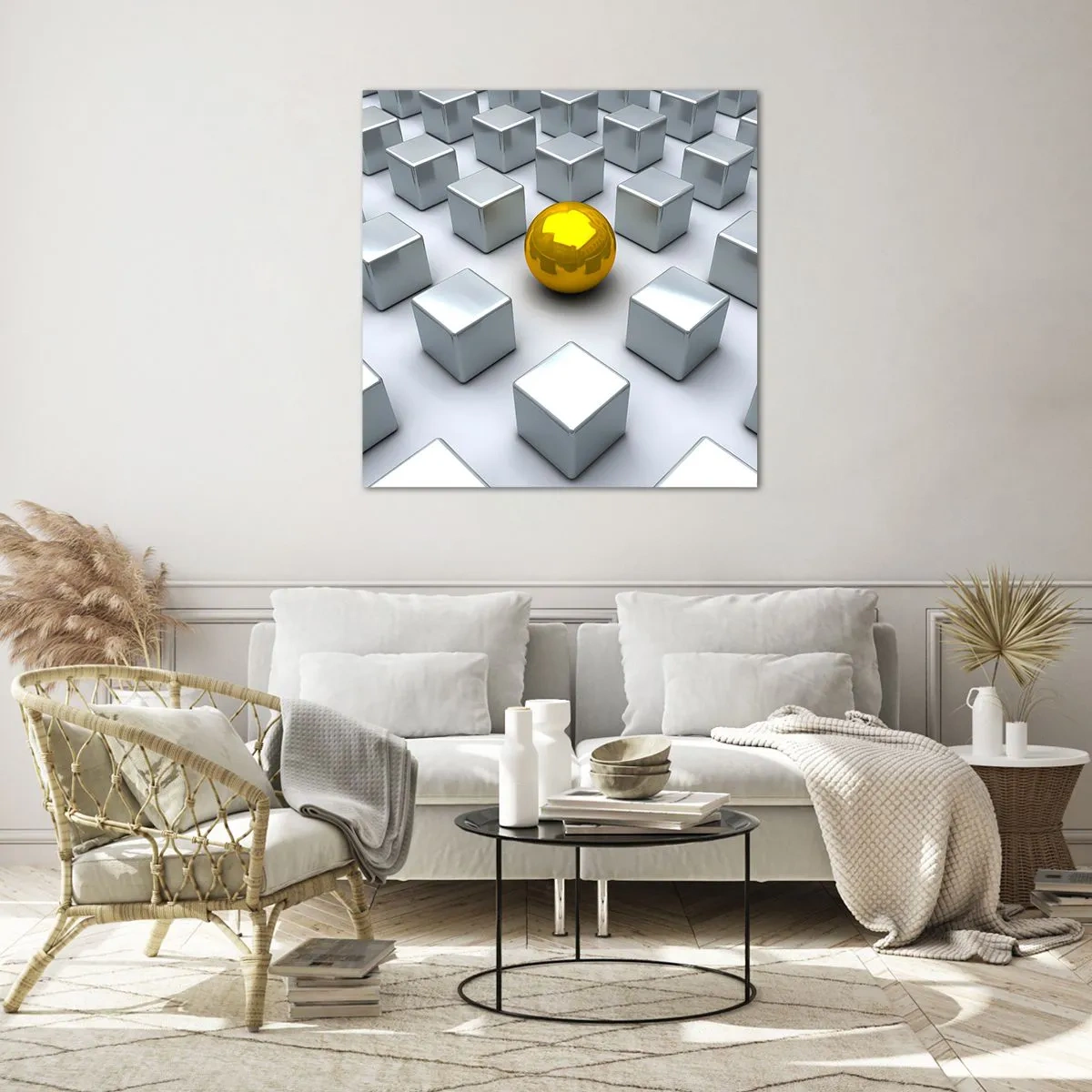 Obraz na szkle - Dlaczego ja? Kompozycja geometryczna - 60x60 cm