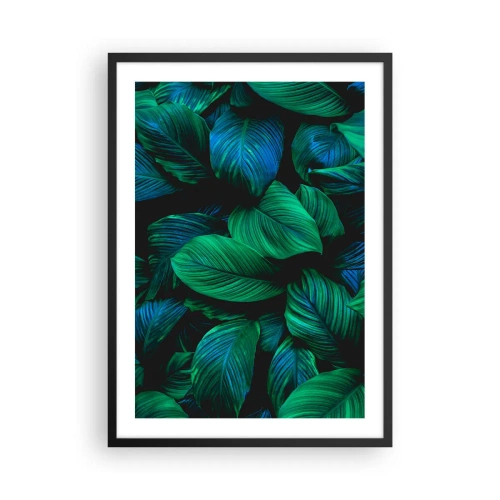 Plakat w czarnej ramie - Zielone liście w intensywnych odcieniach - 50x70cm - W zielonym tłumie - Nowoczesna dekoracja ścienna do salonu i sypialni ARTTOR