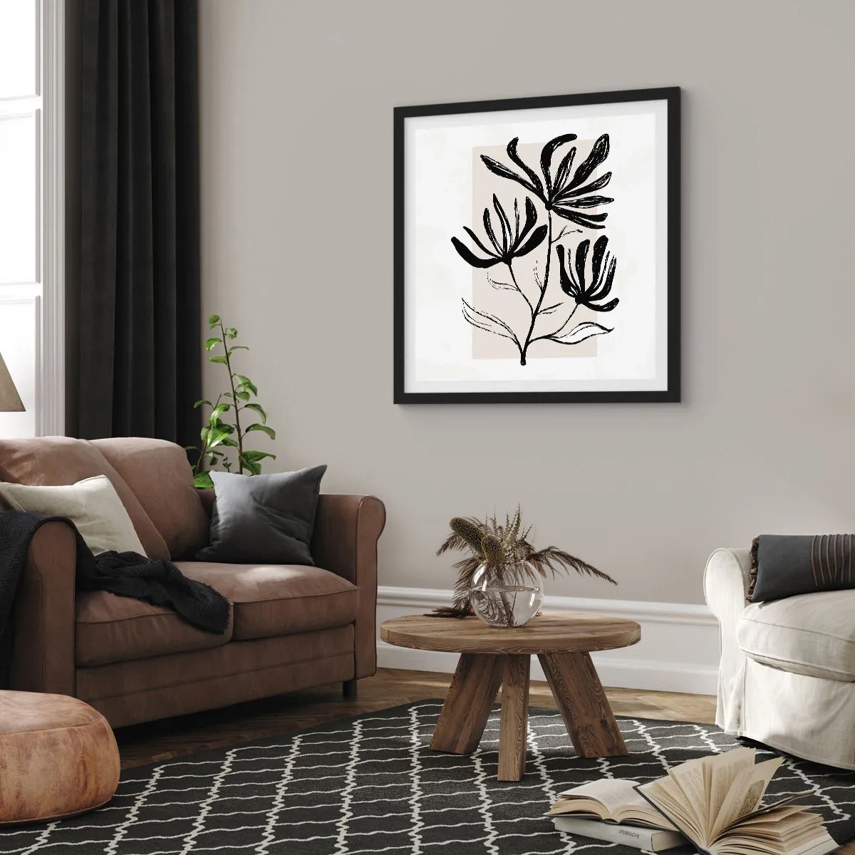 Plakat w czarnej ramie - Szkic do zielnika - 30x30 cm