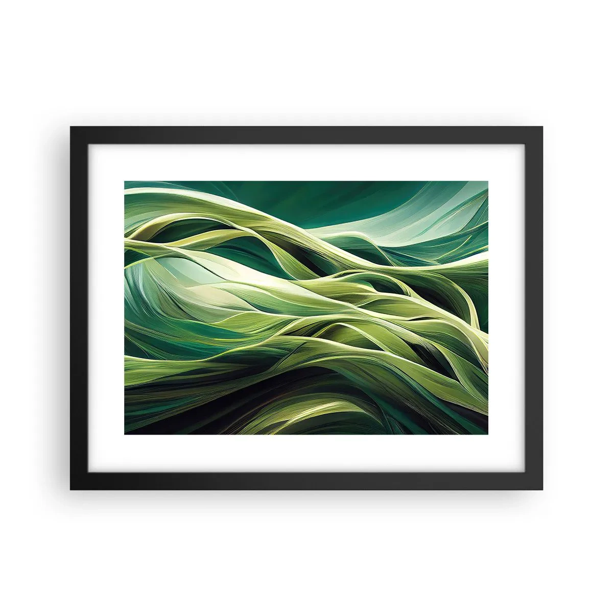 Plakat w czarnej ramie - Abstrakcyjna gra w zielone - 40x30 cm