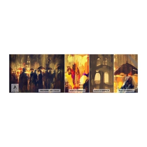 Fototapeta Próbka Samoprzylepna Deluxe Sticker - Wyznawcy deszczu - Miasto, Ludzie , Parasol - 100x30 cm