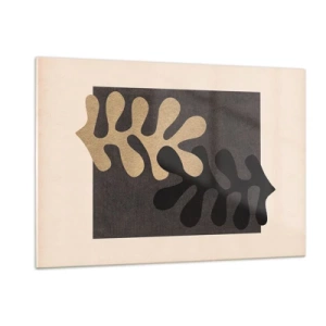 Obraz na szkle - Abstrakcyjne kształty w czerni i beżu na geometrycznym tle - 120x80cm - Brak i dopełnienie - Nowoczesna dekoracja ścienna do salonu, kuchni i sypialni ARTTOR