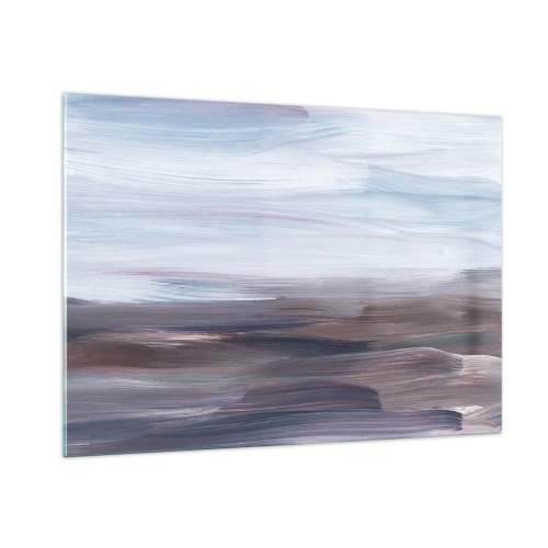 Obraz na szkle - Poziome smugi wody w odcieniach błękitu i brązu w stylu abstrakcyjnym - 100x70cm - Żywioły: woda - Nowoczesna dekoracja ścienna do salonu, kuchni i sypialni ARTTOR