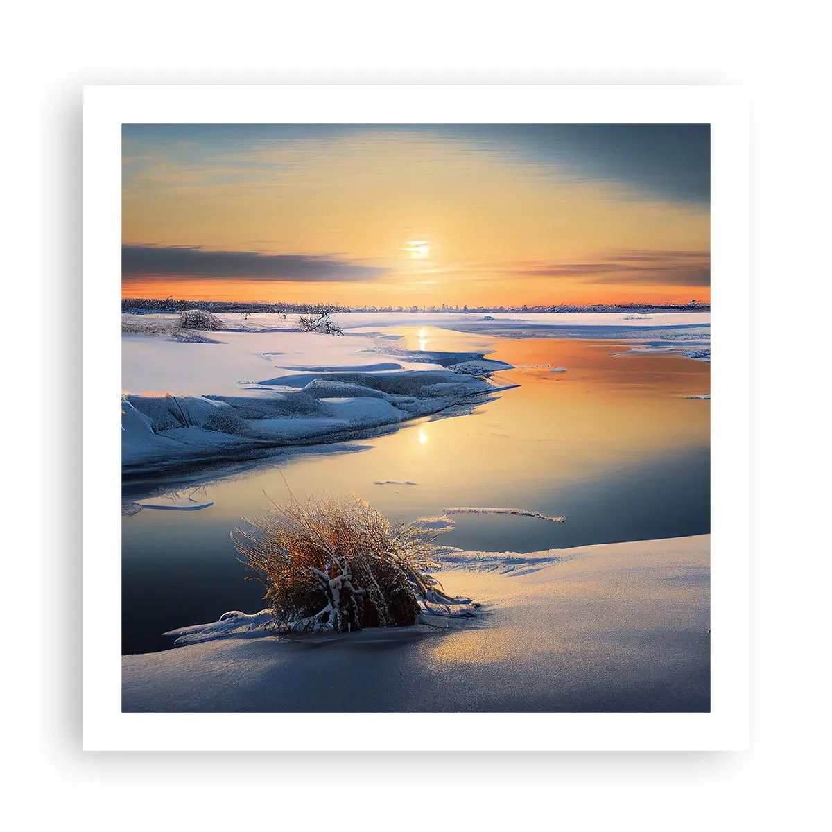 Plakat - Zimowy zachód słońca - 60x60 cm