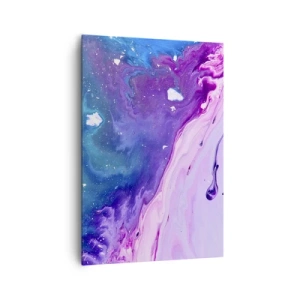 Obraz na płótnie - Abstrakcja w kolorach fioletu i turkusu inspirowana kontrastami - 70x100cm - Yin i yang - Nowoczesna dekoracja ścienna do salonu i sypialni ARTTOR