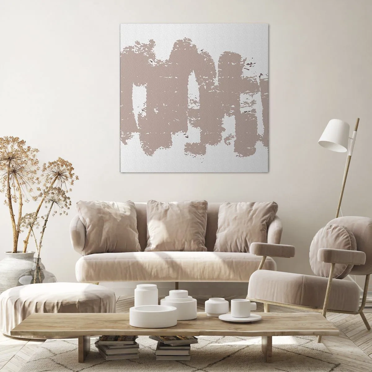 Obraz na płótnie - Abstrakcja w łagodnym różu - 40x40 cm