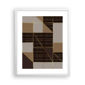 Plakat w białej ramie - Mozaika brązów i złota - 40x50 cm