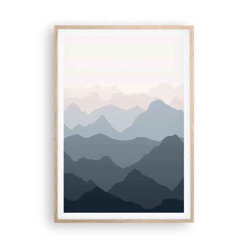 Plakat w ramie jasny dąb - Fale gór - 70x100 cm