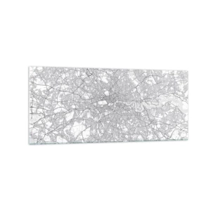 Obraz na szkle - Minimalistyczna mapa miasta w odcieniach szarości - 120x50cm - Mapa londyńskiego labiryntu - Nowoczesna dekoracja ścienna do salonu i sypialni ARTTOR
