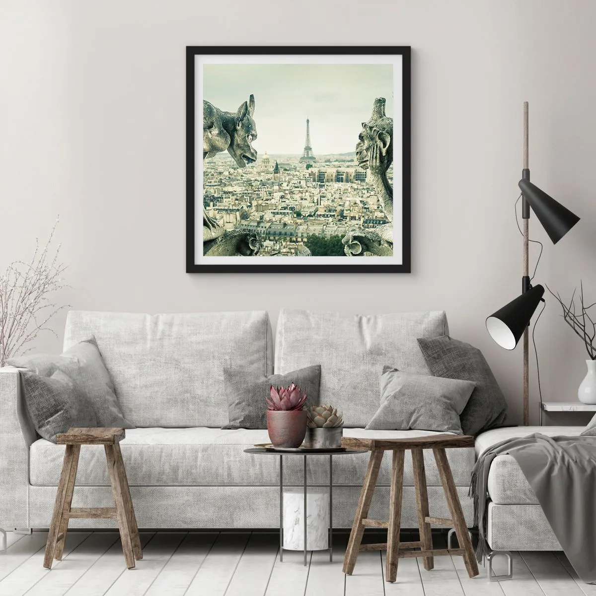 Plakat w czarnej ramie - Paryskie pogaduchy - 30x30 cm