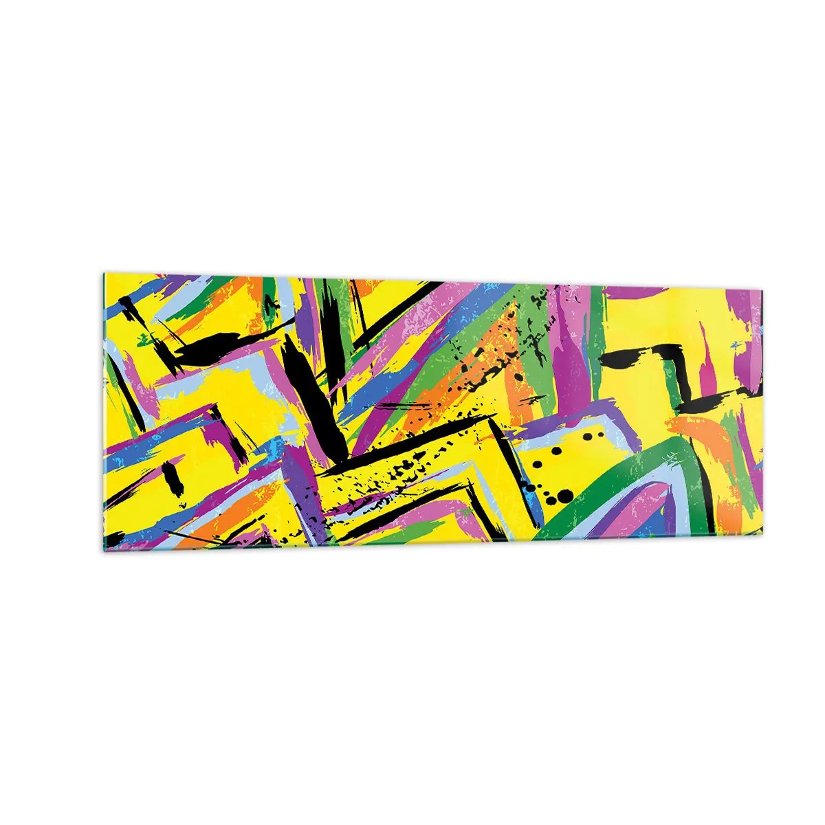 Obraz na szkle - Żywa abstrakcja w jaskrawych kolorach i dynamicznych kształtach - 140x50cm - Aż krzyczy z radości - Nowoczesna dekoracja ścienna do salonu i sypialni ARTTOR