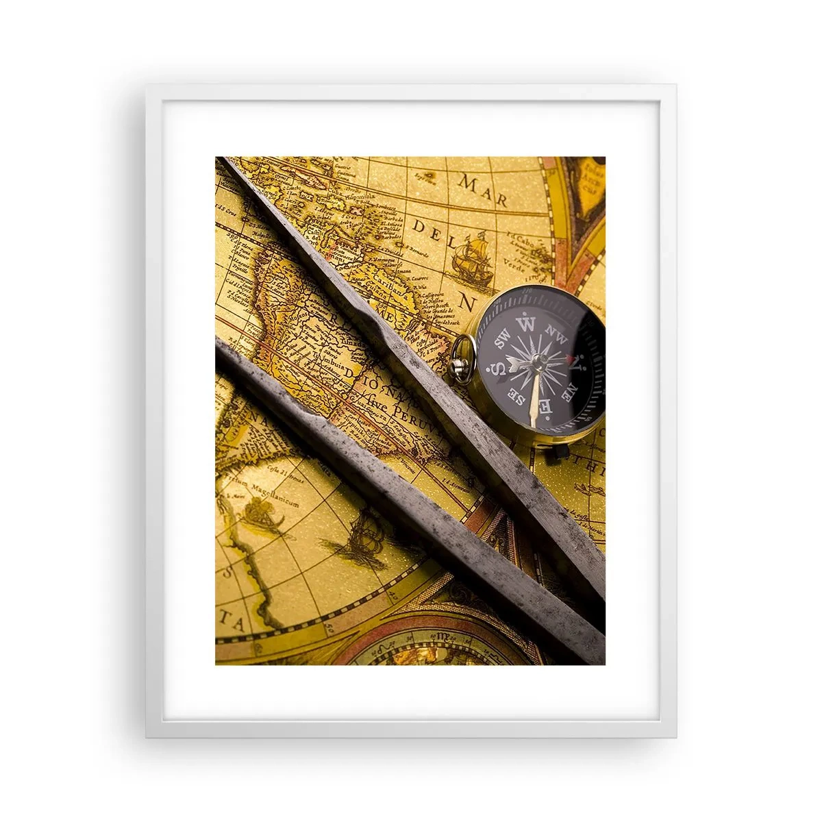 Plakat w białej ramie - Gdze te skarby? - 40x50 cm