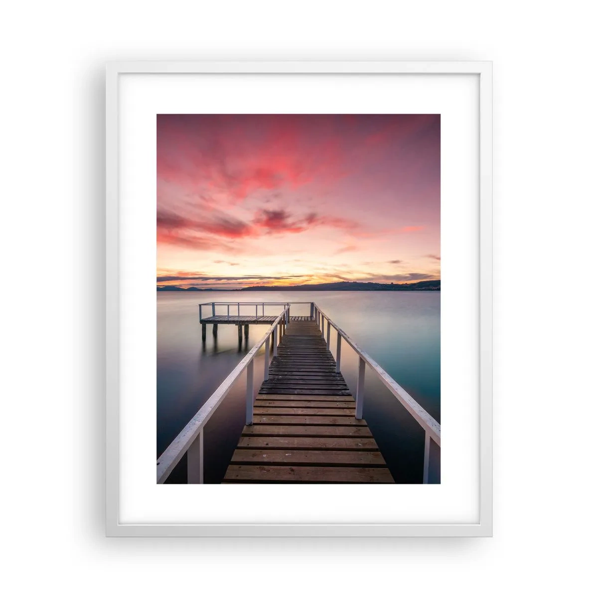 Plakat w białej ramie - Łagodny płomień wieczoru - 40x50 cm