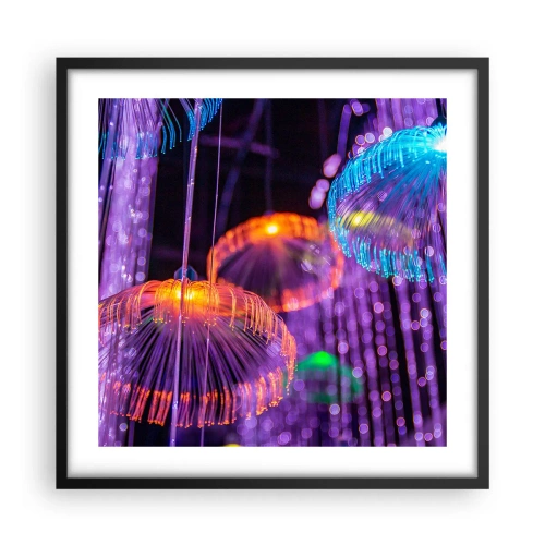 Plakat w czarnej ramie - Świetlna fontanna - 50x50 cm