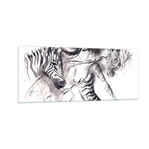 Obraz na szkle - Tańcząca z zebrami - 100x40 cm