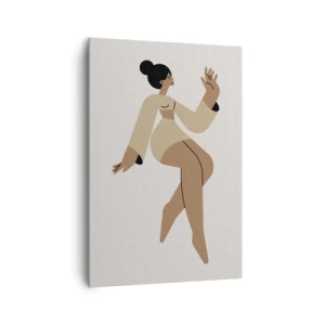 Obraz na płótnie - Minimalistyczna ilustracja kobiety w odcieniach beżu i brązu - 70x100cm - Kształt wdzięku - Nowoczesna dekoracja ścienna do salonu i sypialni ARTTOR