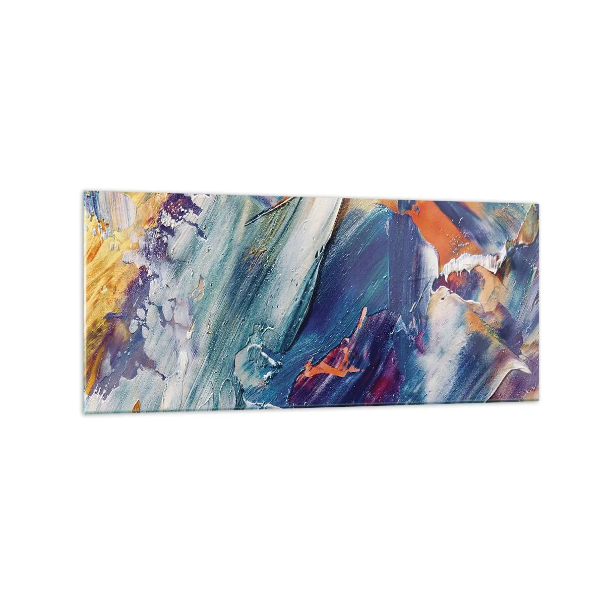 Obraz na szkle - Kolorowa abstrakcja z fakturą farby akrylowej - 120x50cm - Zamęt koloru - Nowoczesna dekoracja ścienna do salonu i sypialni ARTTOR