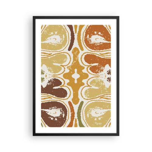 Plakat w czarnej ramie - Symetryczna abstrakcja w ciepłych barwach ziemi - 50x70cm - Abstrakcja sentymentalna - Nowoczesna dekoracja ścienna do salonu i sypialni ARTTOR