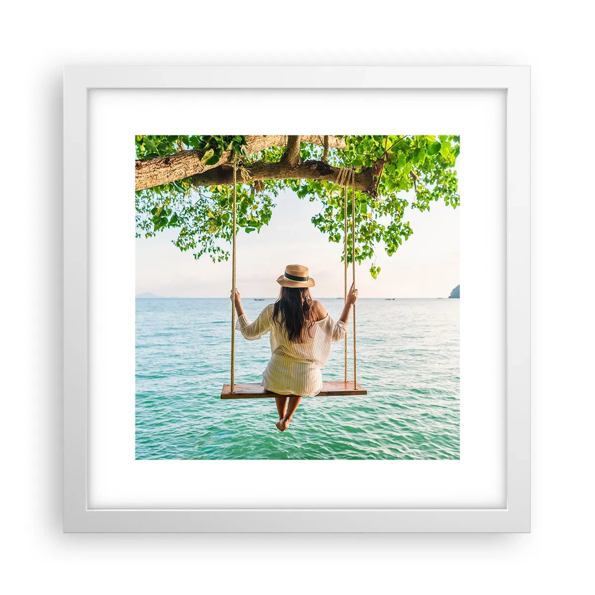 Plakat w białej ramie - Życie jest piękne - 30x30 cm