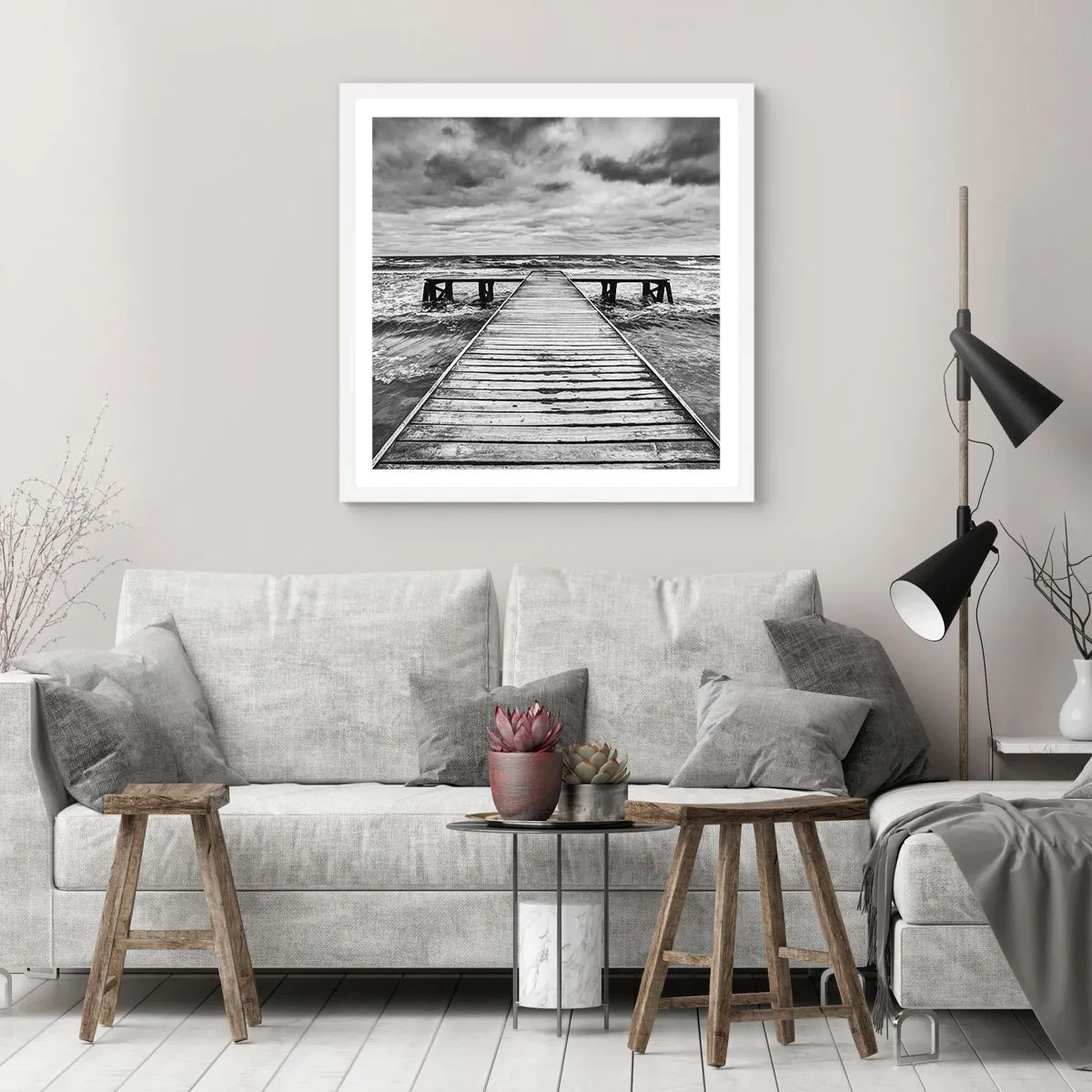 Plakat w białej ramie - Czekam na wiatr, co rozgoni… - 50x50 cm