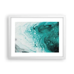Plakat w białej ramie - Rozpłynąć się w bieli i turkusie - 40x30 cm