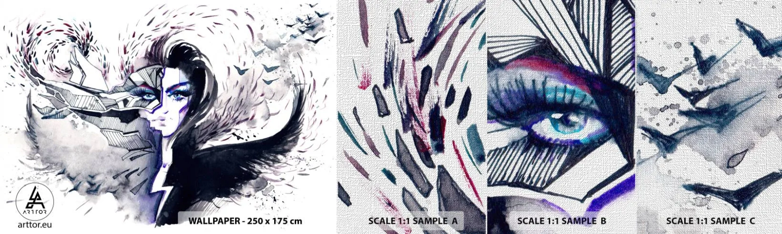 Fototapeta Próbka Premium Canvas - Demoniczna i piękna - Abstrakcja, Kobieta, Kobiece Oczy - 100x30 cm