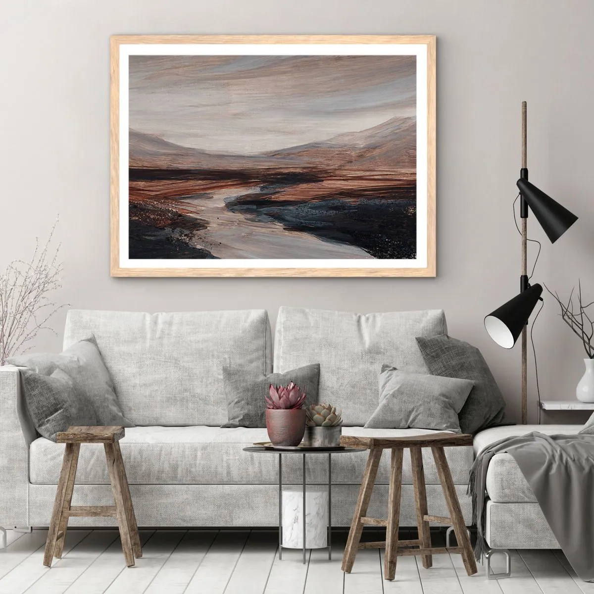 Plakat w ramie jasny dąb - Spokojna dolina - 50x40 cm