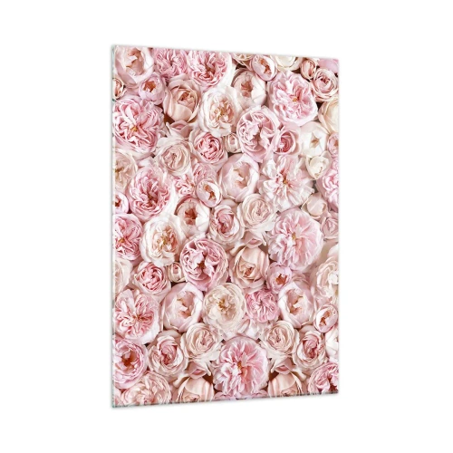 Obraz na szkle - Pastelowe róże w gęstej kompozycji kwiatowej - 50x70cm - Usłane różami - Nowoczesna dekoracja ścienna do salonu, kuchni i sypialni ARTTOR