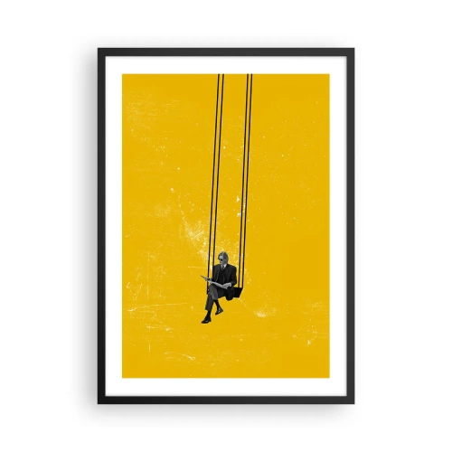 Plakat w czarnej ramie - Minimalistyczna grafika z postacią na huśtawce - 50x70cm - Dzień jak co dzień - Nowoczesna dekoracja ścienna do salonu i sypialni ARTTOR