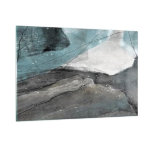 Obraz na szkle - Abstrakcyjne ujęcie skał i lodu w chłodnej palecie barw - 120x80cm - Abstrakcja: skały i lód - Nowoczesna dekoracja ścienna do salonu, kuchni i sypialni ARTTOR