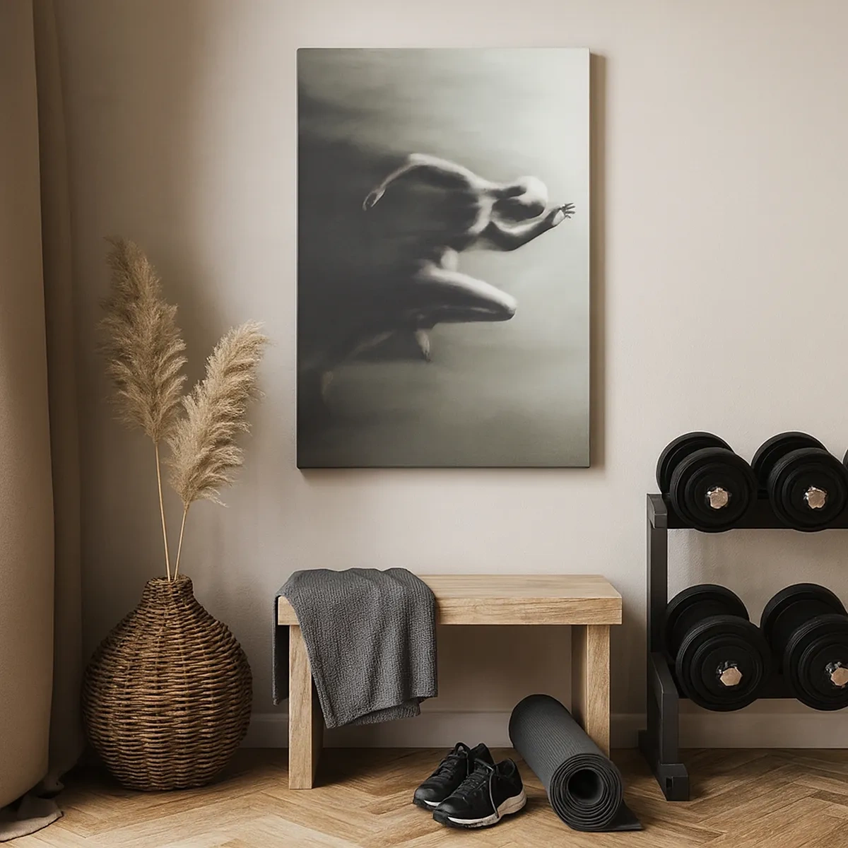 Obraz na płótnie - Dynamika ruchu uchwycona w rozmytej, monochromatycznej kompozycji - 50x70cm - Niepowstrzymany - Nowoczesna dekoracja ścienna do salonu, kuchni i sypialni ARTTOR