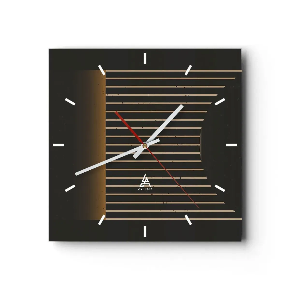 Zegar ścienny - Geometryczny wzór z pasami na ciemnym tle - 30x30cm - Zbadać ciemność - Nowoczesna dekoracja ścienna do salonu i sypialni ARTTOR