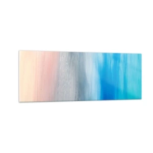 Obraz na szkle - Abstrakcyjne pociągnięcia pędzla w odcieniach błękitu i różu - 140x50cm - Żywioły: powietrze - Nowoczesna dekoracja ścienna do salonu i sypialni ARTTOR