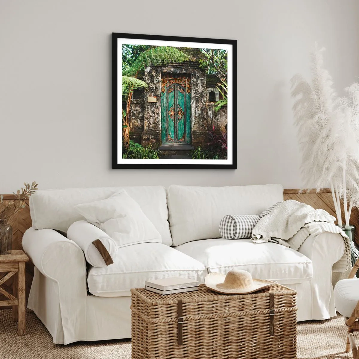 Plakat w czarnej ramie - Drzwi do egzotycznego świata - 40x40 cm