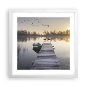 Plakat w białej ramie - Wrócę za jakiś czas - 40x40 cm