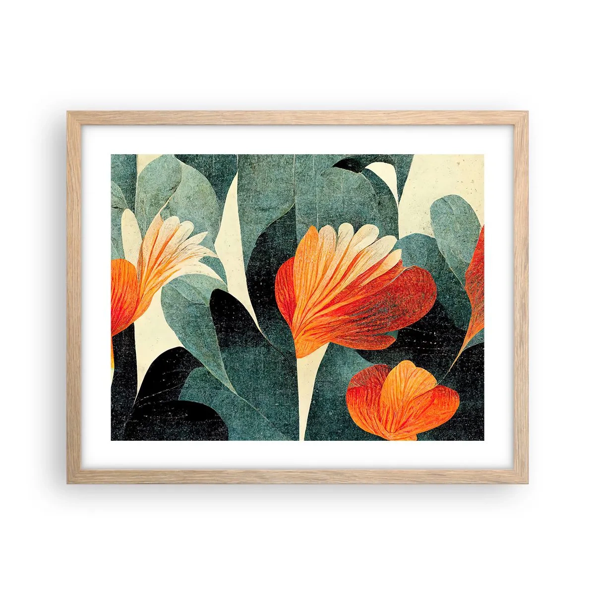 Plakat w ramie jasny dąb - Żar tropików i chłód zieleni - 50x40 cm