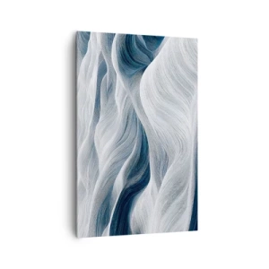 Obraz na płótnie - Falujące linie w odcieniach błękitu i bieli - 80x120cm - Biało-błękitne fale - Nowoczesna dekoracja ścienna do salonu i sypialni ARTTOR