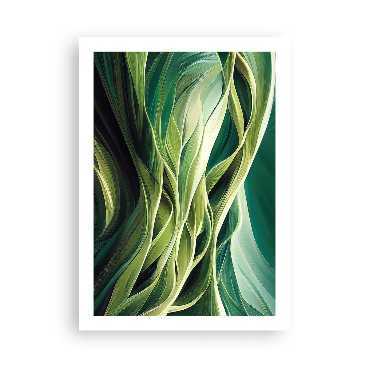 Plakat - Abstrakcyjna kompozycja organicznych, zielonych kształtów - 50x70cm - Abstrakcyjna gra w zielone - Nowoczesna dekoracja ścienna do salonu, kuchni i sypialni ARTTOR