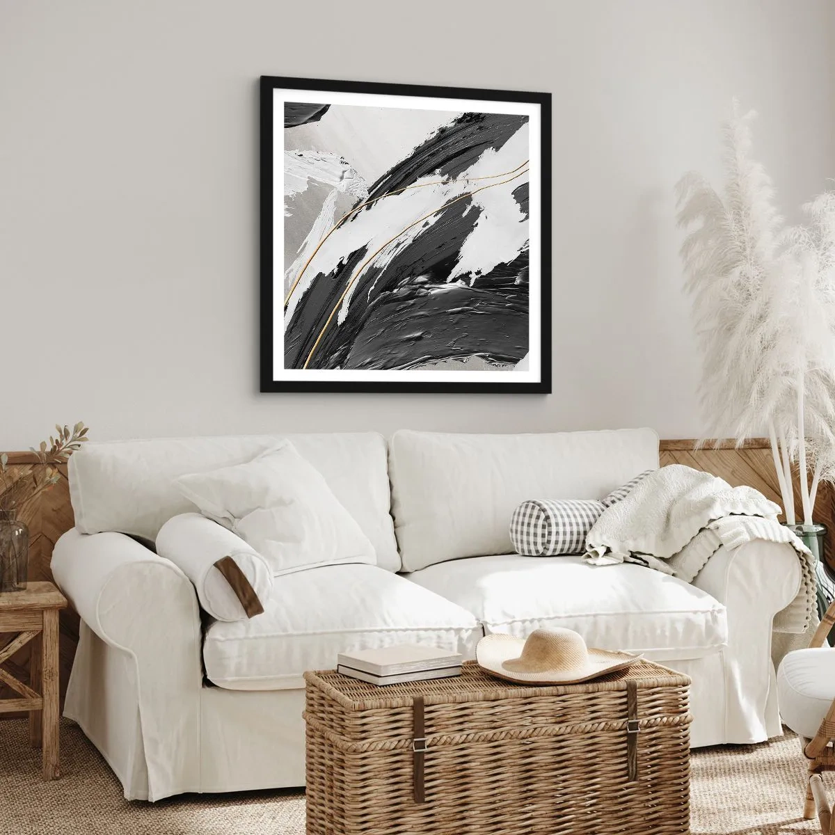 Plakat w czarnej ramie - Abstrakcja z rozmachem - 40x40 cm