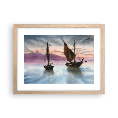 Plakat w ramie jasny dąb - Wieczór w porcie - 40x30 cm