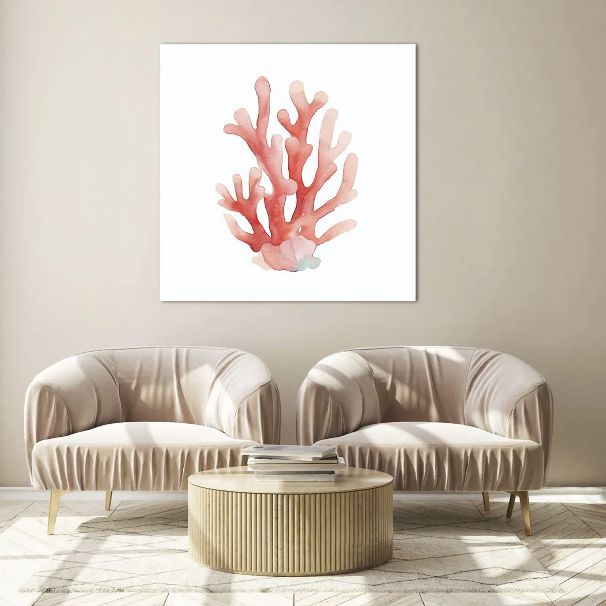 Obraz na szkle - Koral koloru koralowego - 70x70 cm