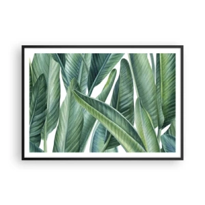 Plakat w czarnej ramie - Zielone liście w minimalistycznym, botanicznym stylu - 100x70cm - Zieleń sama w sobie - Nowoczesna dekoracja ścienna do salonu i sypialni ARTTOR