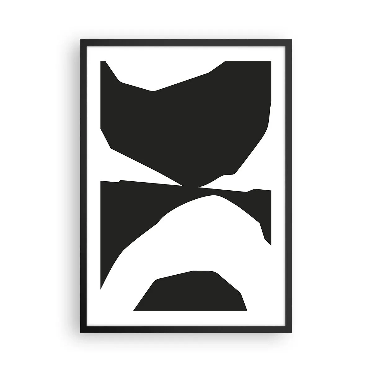 Plakat w czarnej ramie - Abstrakcyjna czarno-biała kompozycja - 50x70cm - Pozytyw -negatyw - Nowoczesna dekoracja ścienna do salonu i sypialni ARTTOR